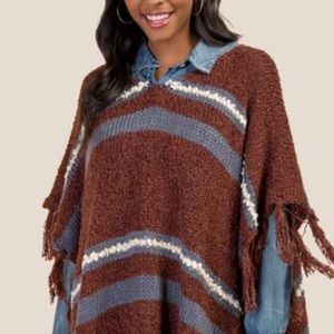Francesca’s Striped Fringe Poncho